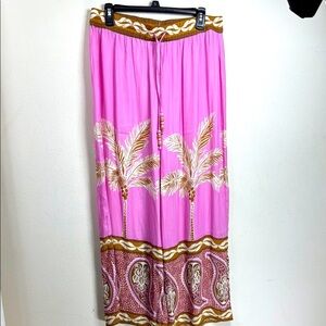 (R3) Maison d’Amelie Paris wide-leg pants in fluid fabric with tropical print,L